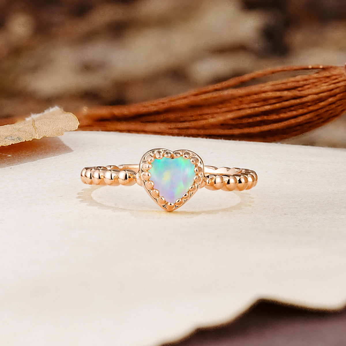 Classic Unique Heart Cut Fire Opal Engagement Ring - Additional view
