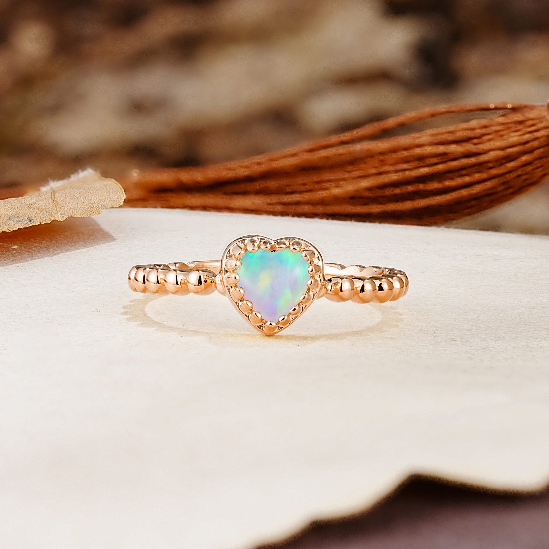 Classic Unique Heart Cut Fire Opal Engagement Ring - Additional view