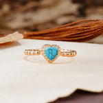 Classic Unique Heart Cut Turquoise Engagement Ring - Additional view