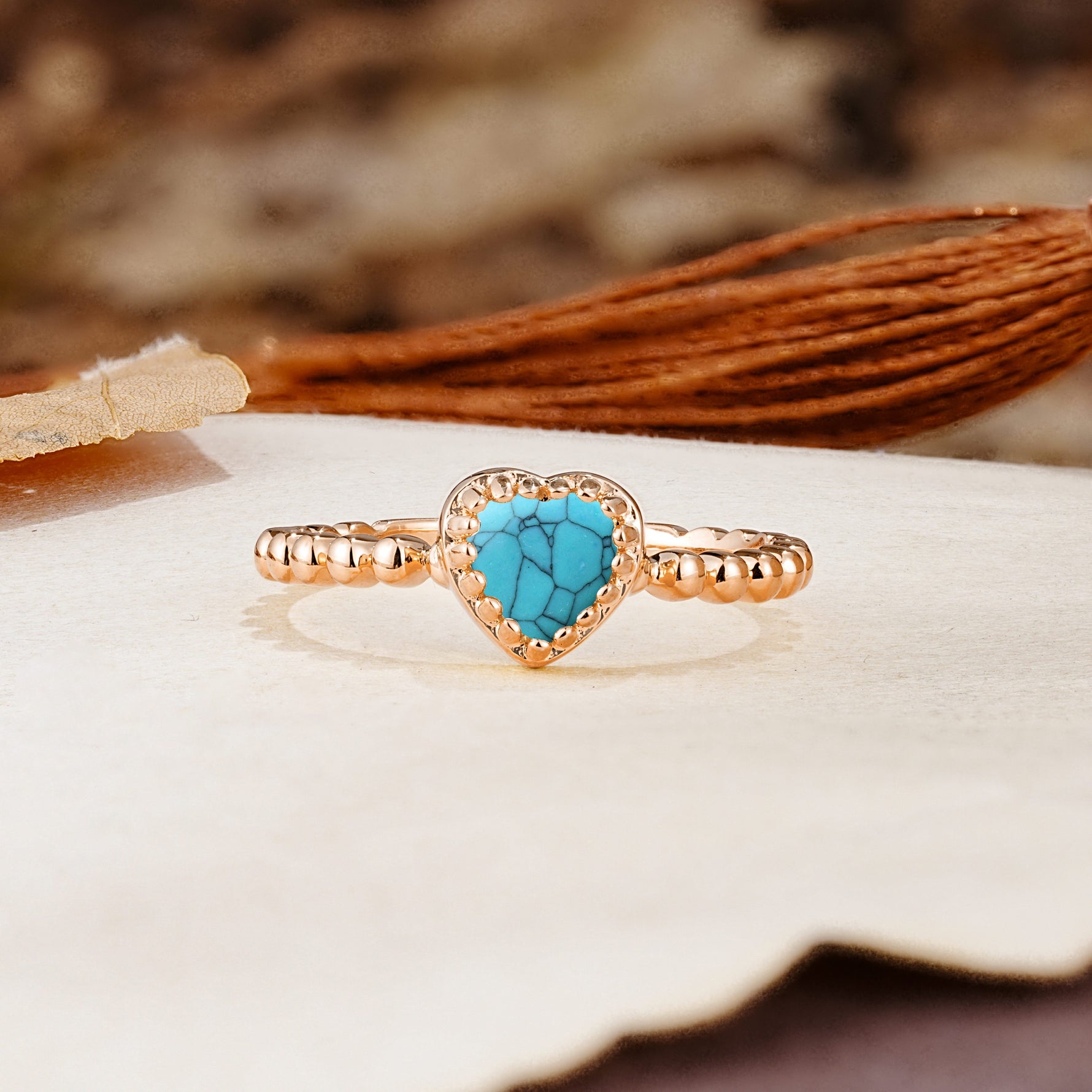 Classic Unique Heart Cut Turquoise Engagement Ring - Additional view