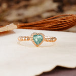 Classic Unique Heart Cut Moss Agate Engagement Ring - Additional view