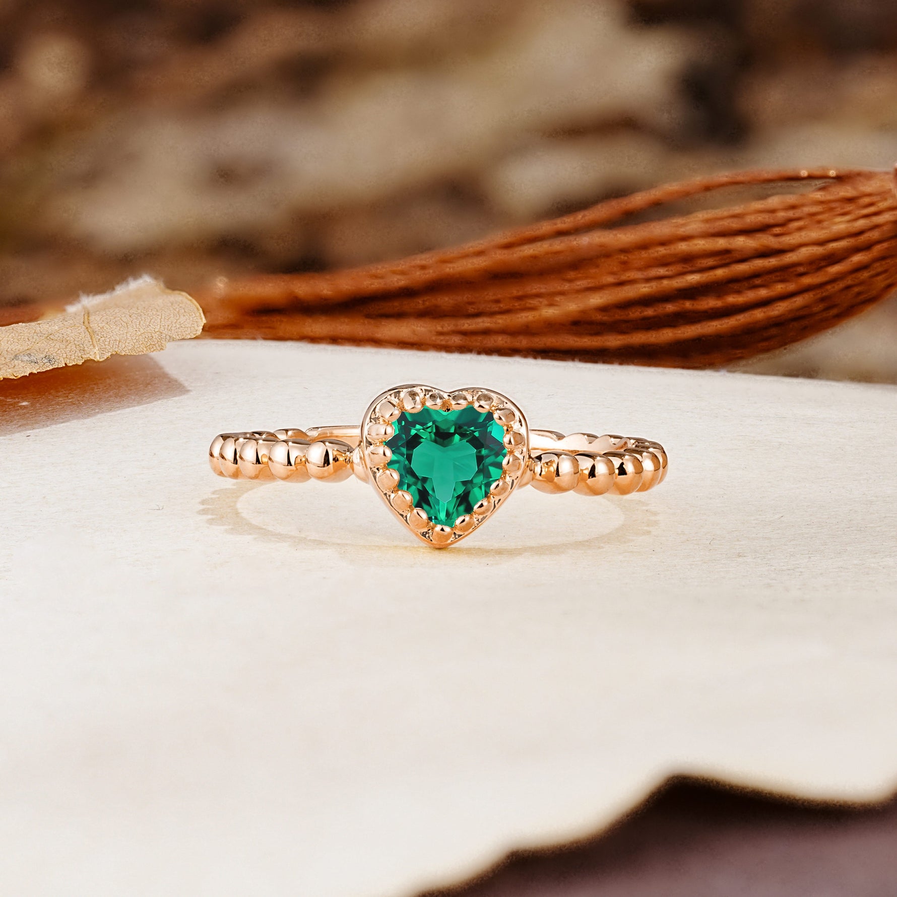 Classic Unique Heart Cut Emerald Engagement Ring - Additional view