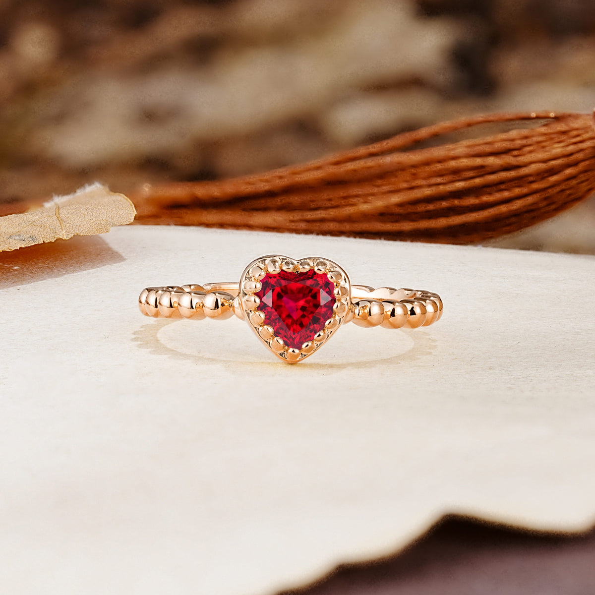 Classic Unique Heart Cut Ruby Engagement Ring - Additional view