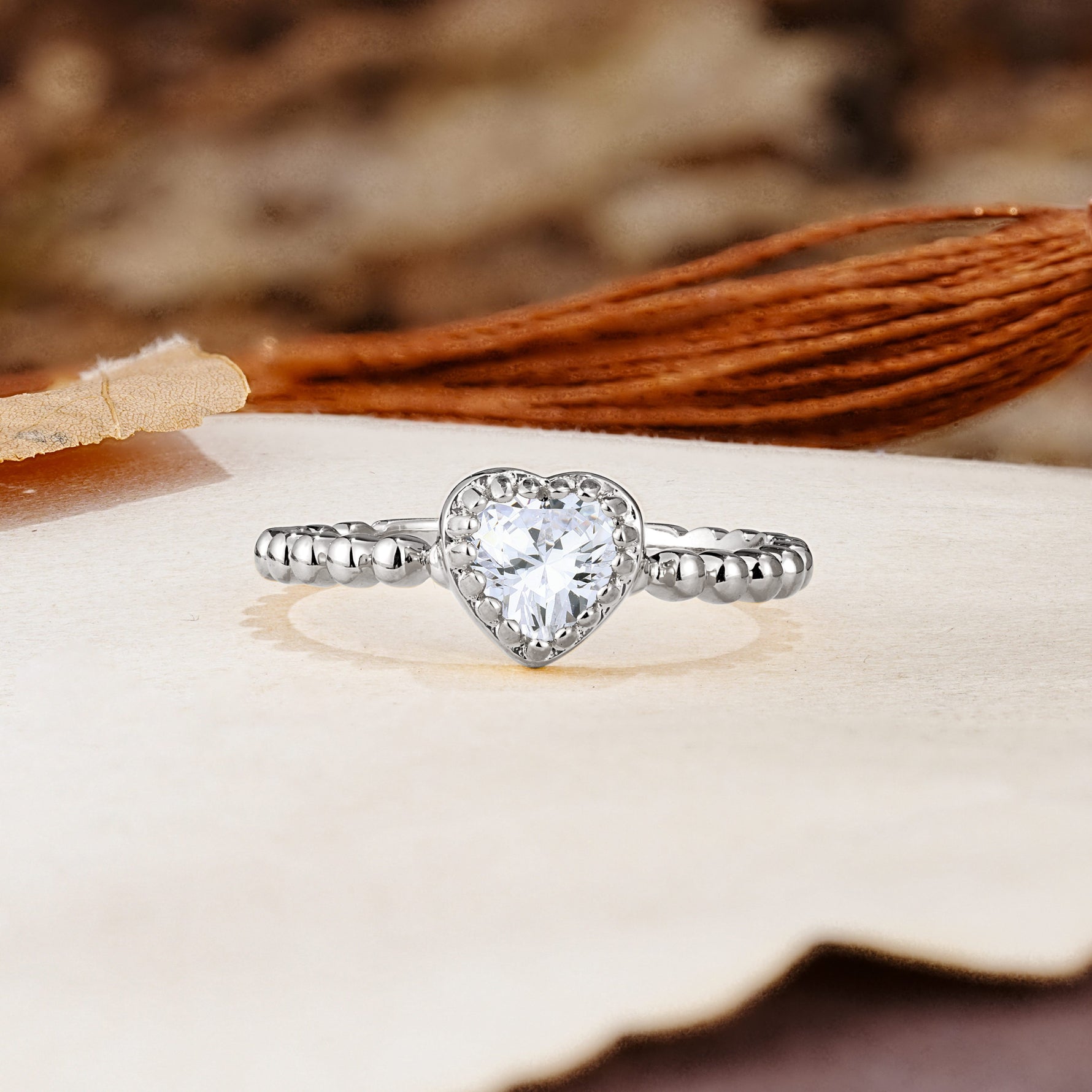 Classic Unique Heart Cut Moissanite Engagement Ring - Additional view
