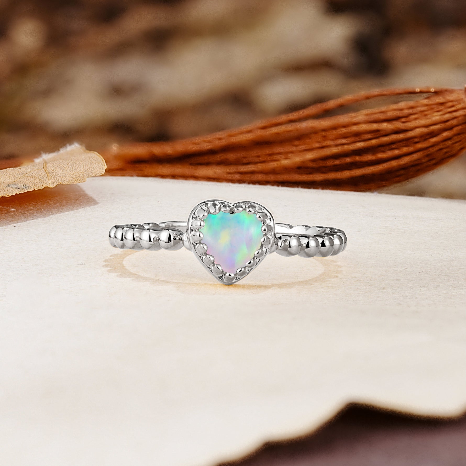 Classic Unique Heart Cut Fire Opal Engagement Ring - Additional view