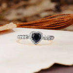 Classic Unique Heart Cut Black Onyx Engagement Ring - Additional view