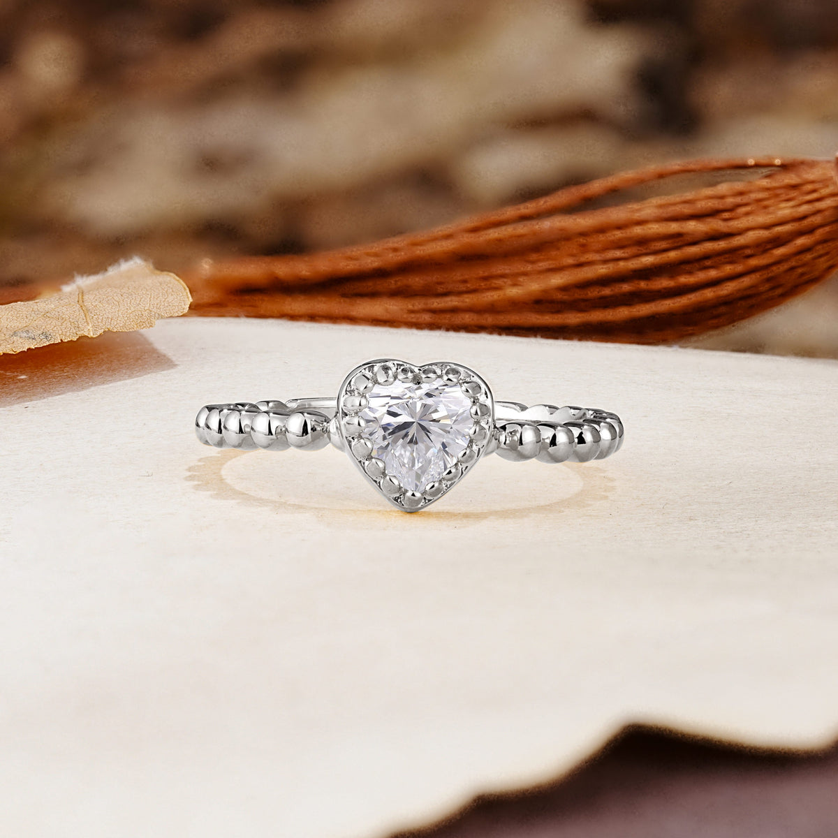 Classic Unique Heart Cut Lab Diamond Engagement Ring - Additional view