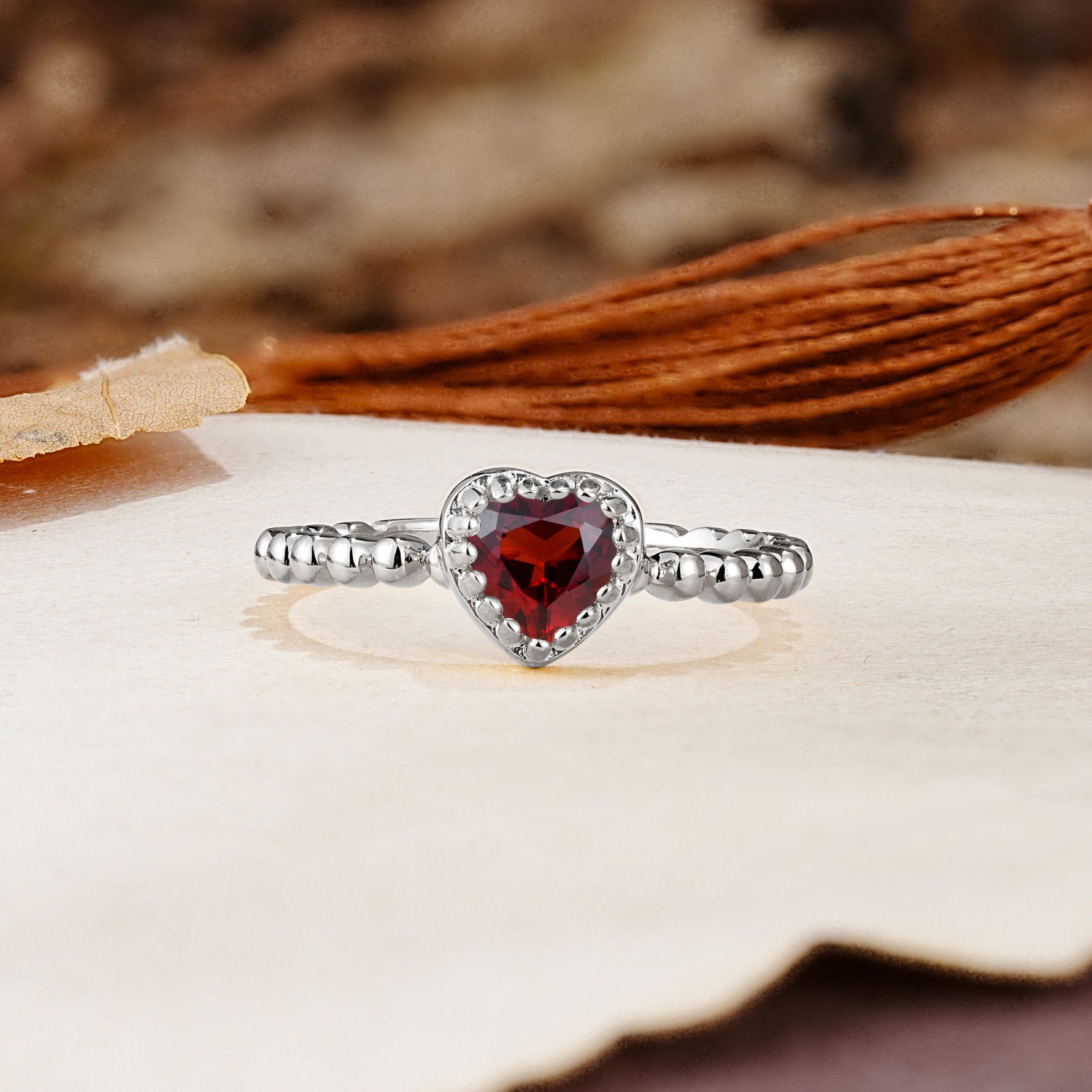 Classic Unique Heart Cut Garnet Engagement Ring - Additional view