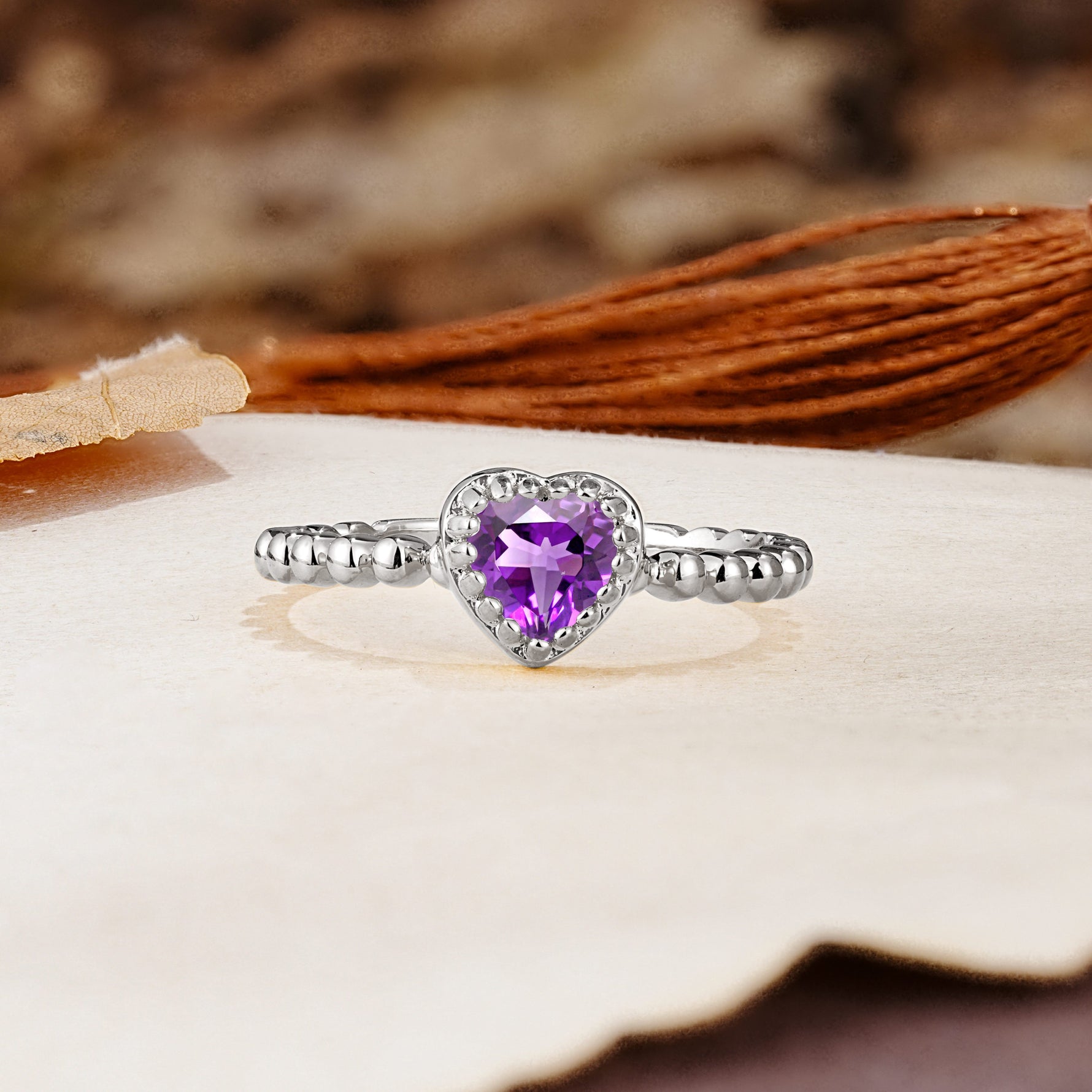 Classic Unique Heart Cut Amethyst Engagement Ring - Additional view