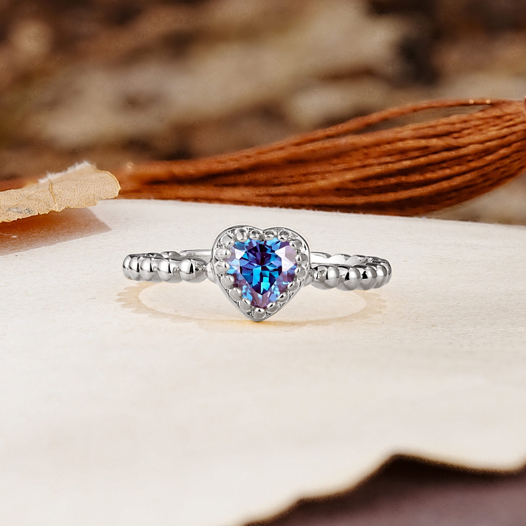 Classic Unique Heart Cut Alexandrite Engagement Ring - Additional view