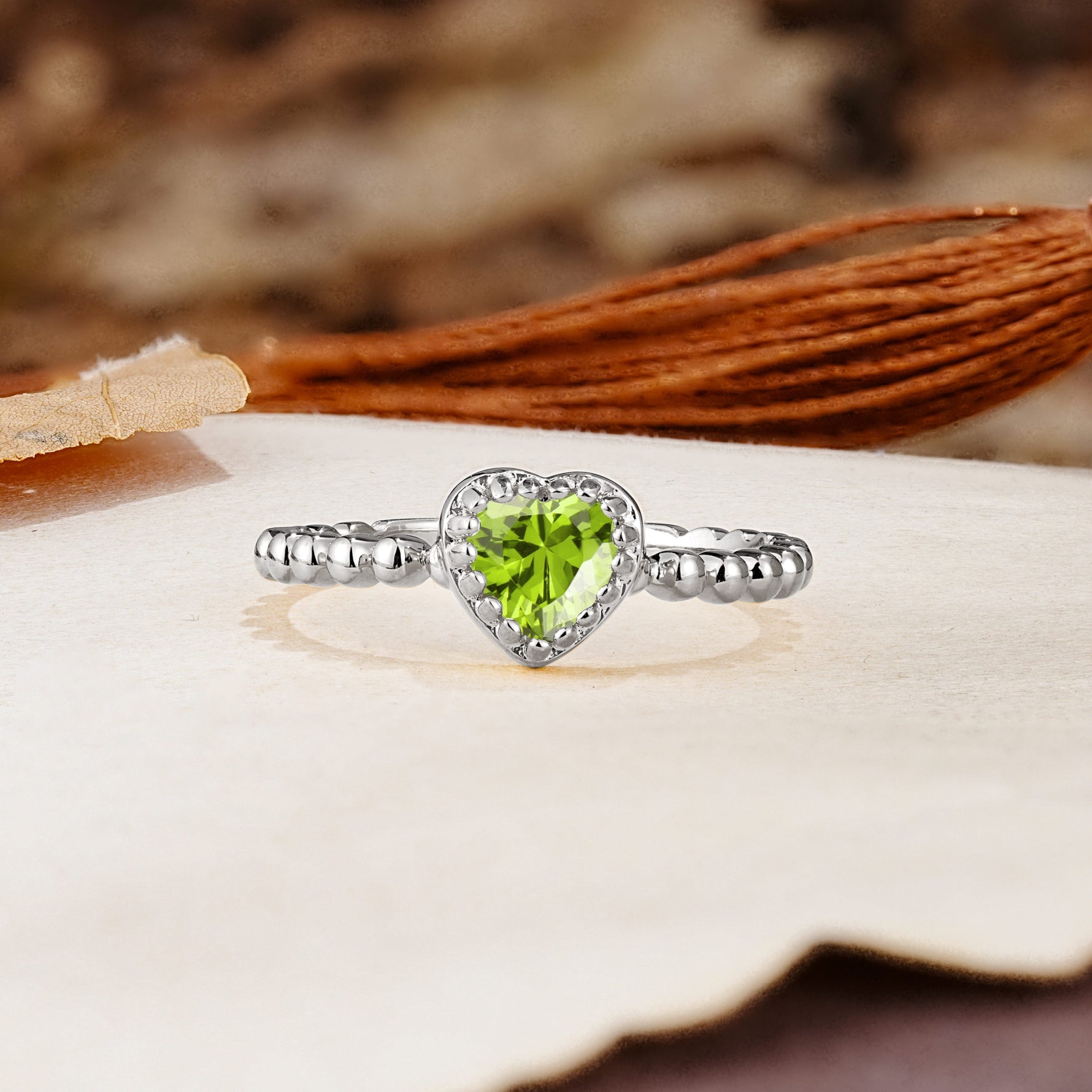 Classic Unique Heart Cut Peridot Engagement Ring - Additional view
