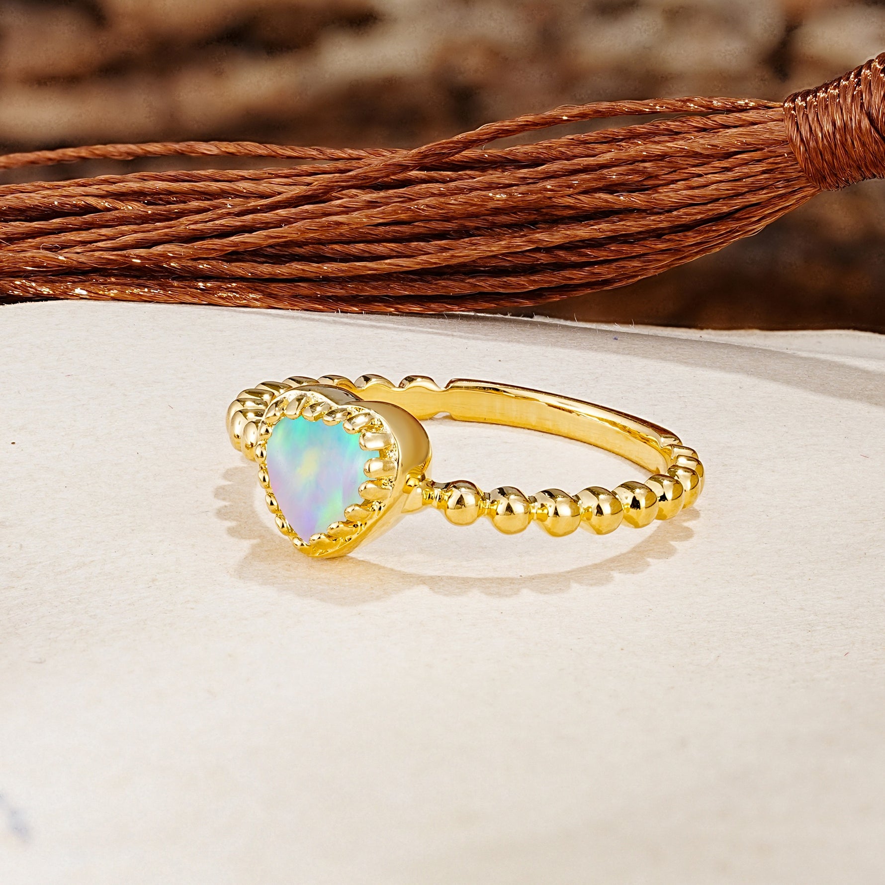 Classic Unique Heart Cut Fire Opal Engagement Ring - Additional view