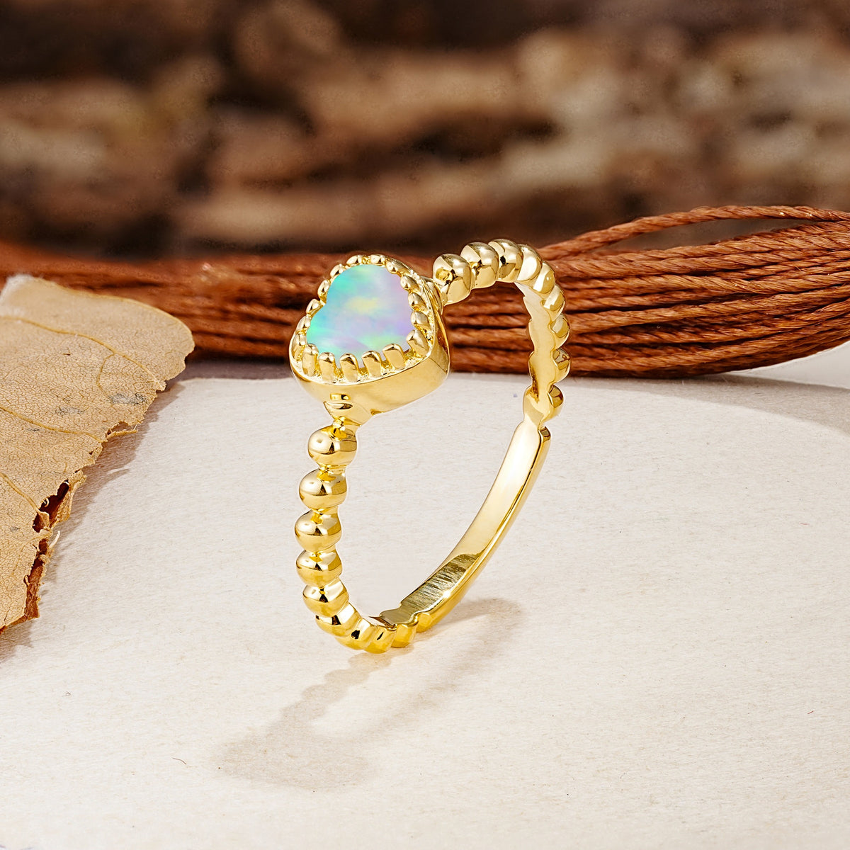 Classic Unique Heart Cut Fire Opal Engagement Ring - Additional view