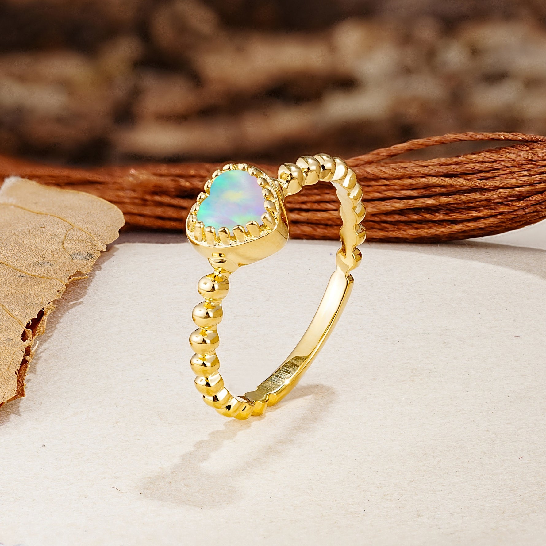 Classic Unique Heart Cut Fire Opal Engagement Ring - Additional view