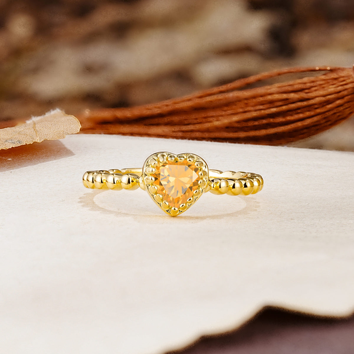 Classic Unique Heart Cut Citrine Engagement Ring - Additional view