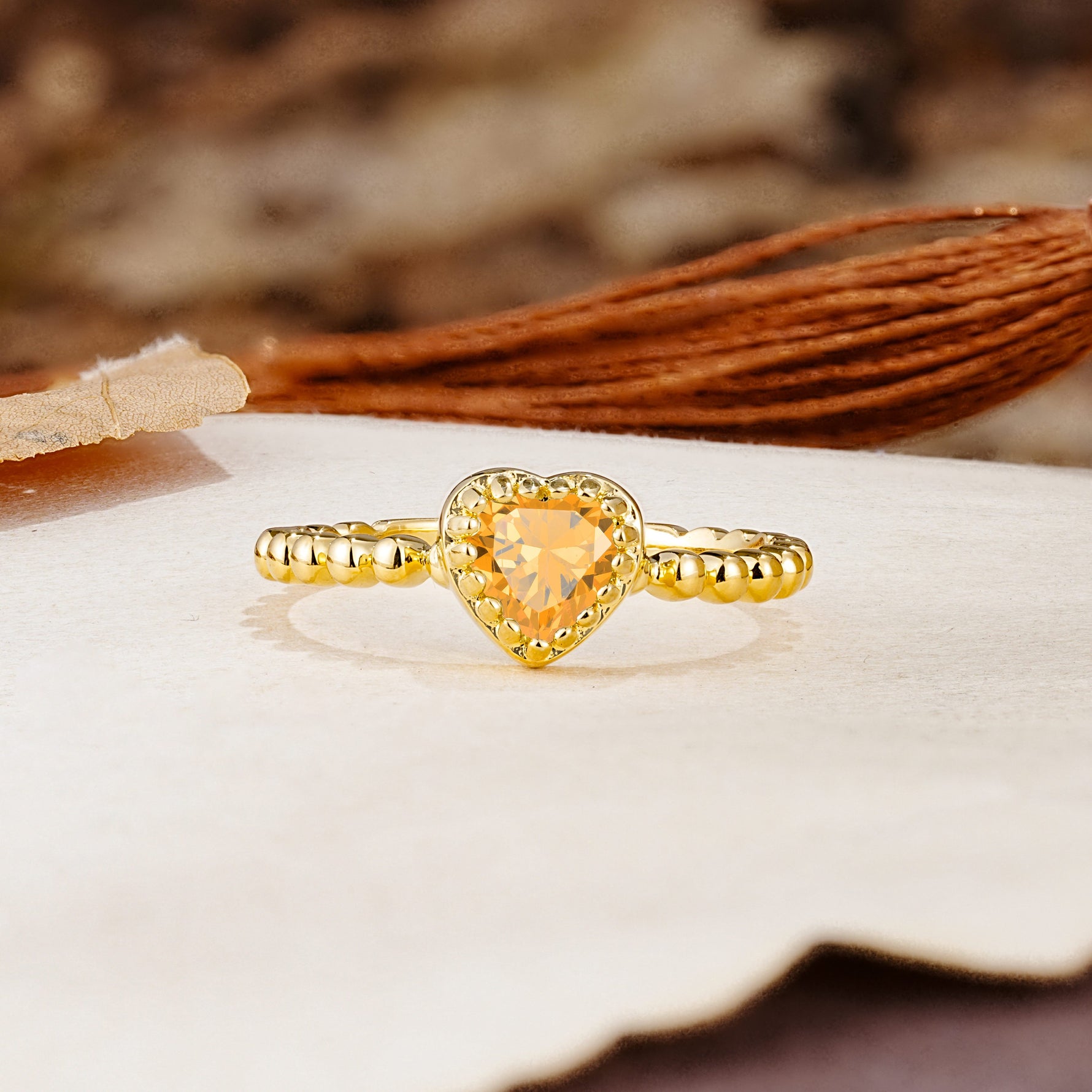 Classic Unique Heart Cut Citrine Engagement Ring - Additional view