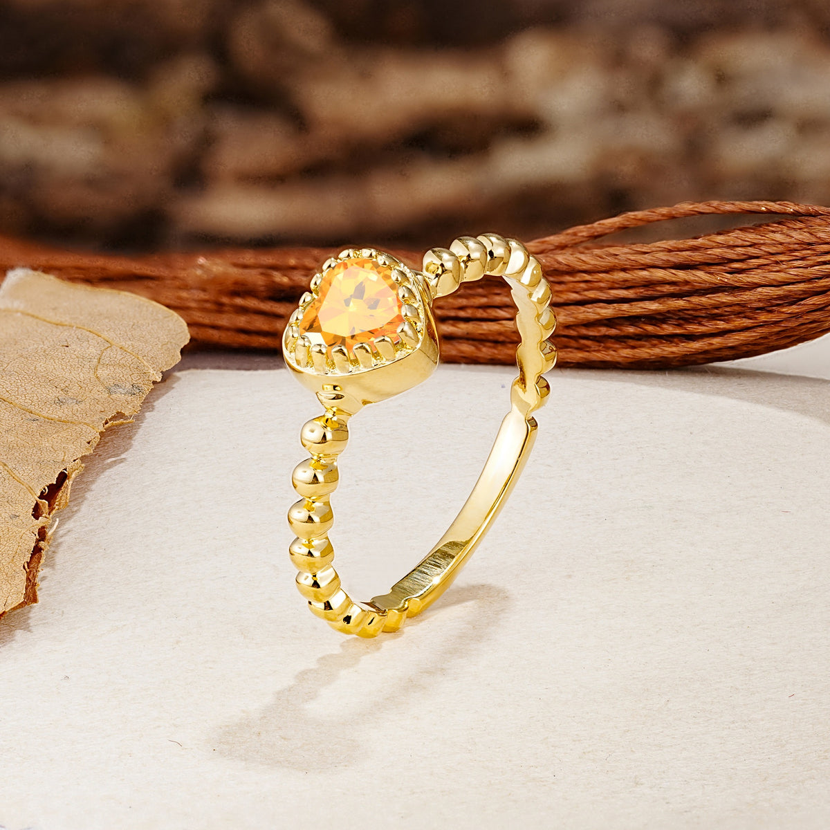 Classic Unique Heart Cut Citrine Engagement Ring - Additional view