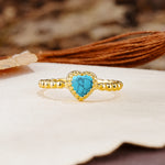 Classic Unique Heart Cut Turquoise Engagement Ring - Additional view