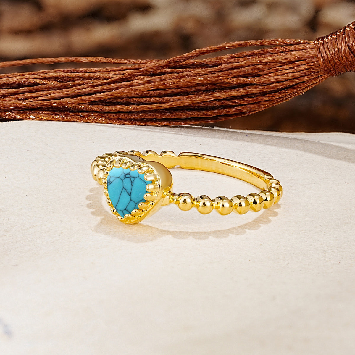 Classic Unique Heart Cut Turquoise Engagement Ring - Additional view