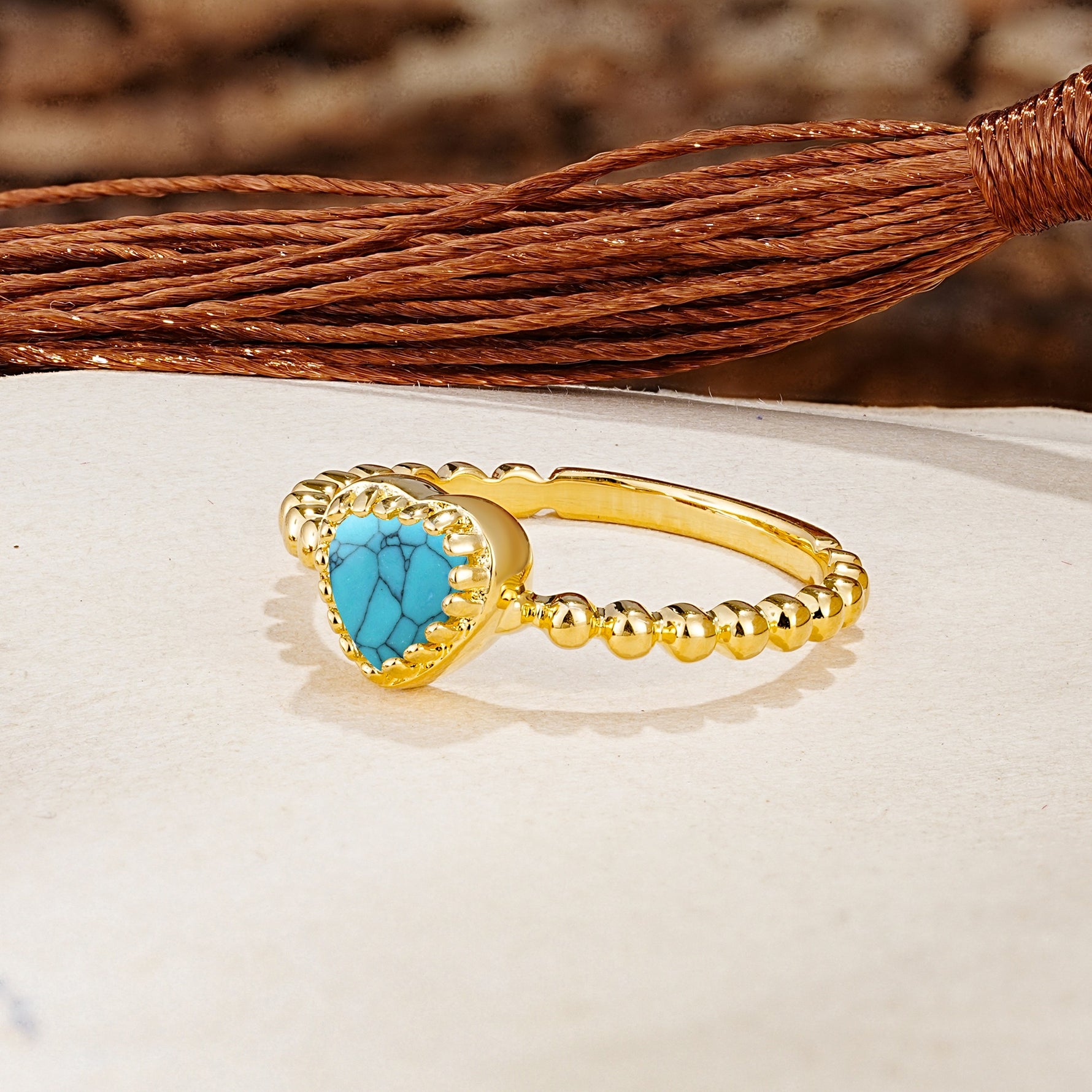 Classic Unique Heart Cut Turquoise Engagement Ring - Additional view