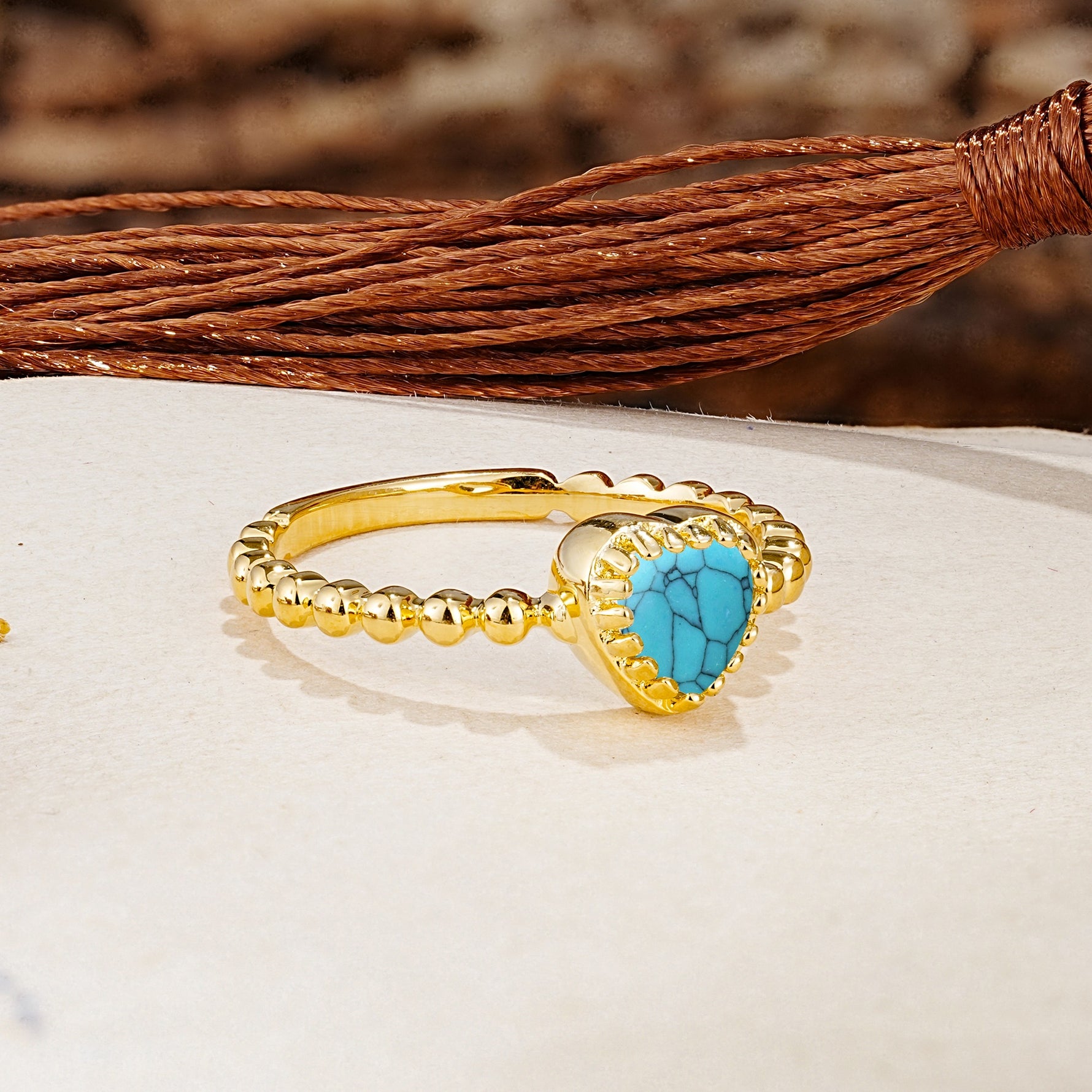 Classic Unique Heart Cut Turquoise Engagement Ring - Additional view