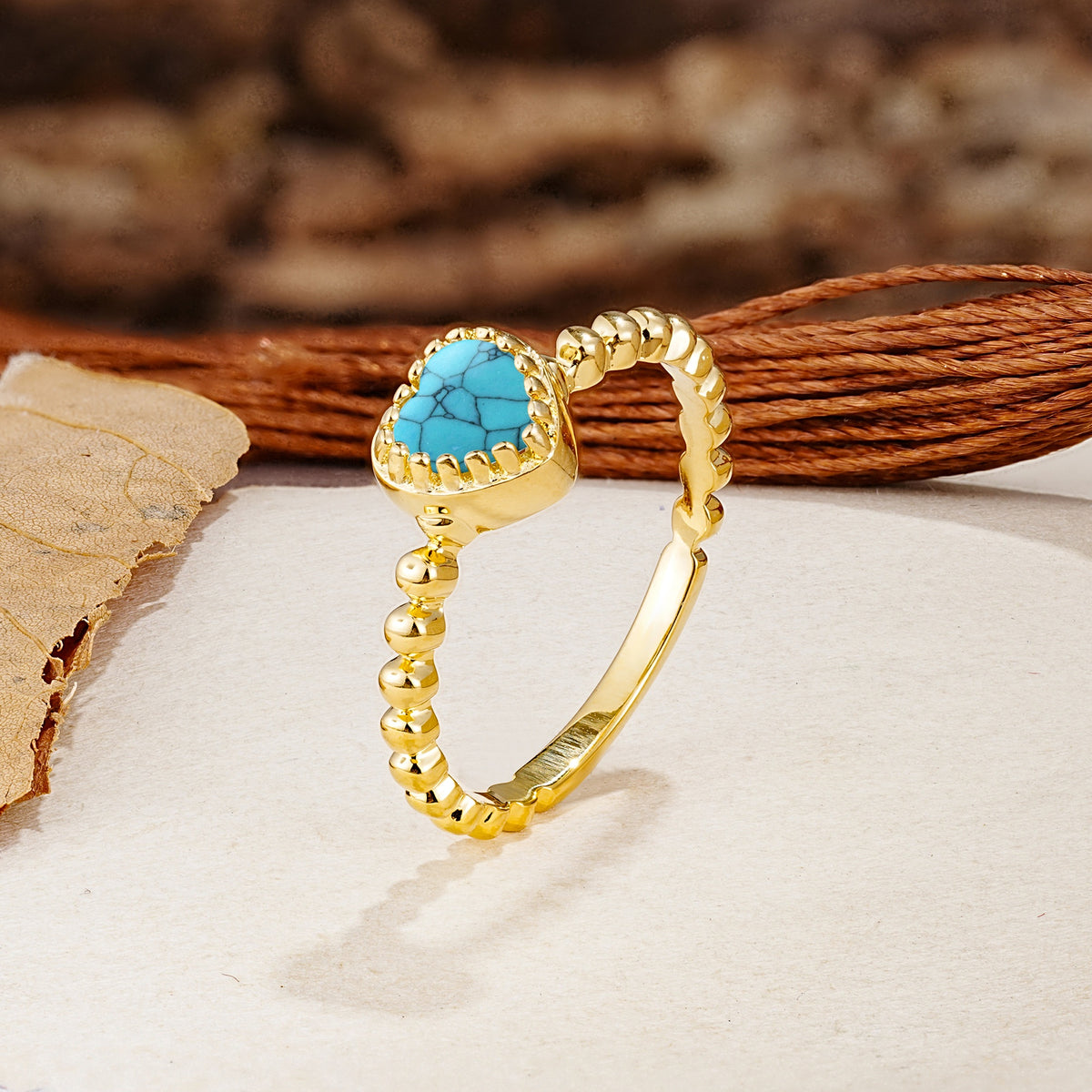 Classic Unique Heart Cut Turquoise Engagement Ring - Additional view