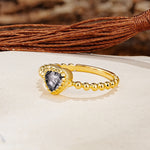 Classic Unique Heart Cut Black Rutilated Quartz Engagement Ring - Additional view