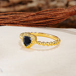 Classic Unique Heart Cut Black Onyx Engagement Ring - Additional view