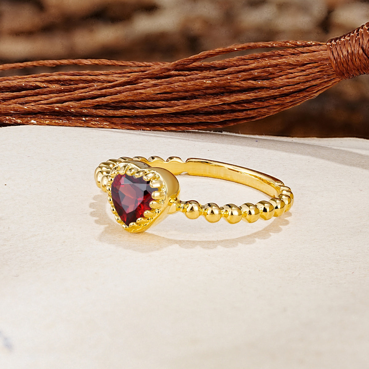 Classic Unique Heart Cut Garnet Engagement Ring - Additional view