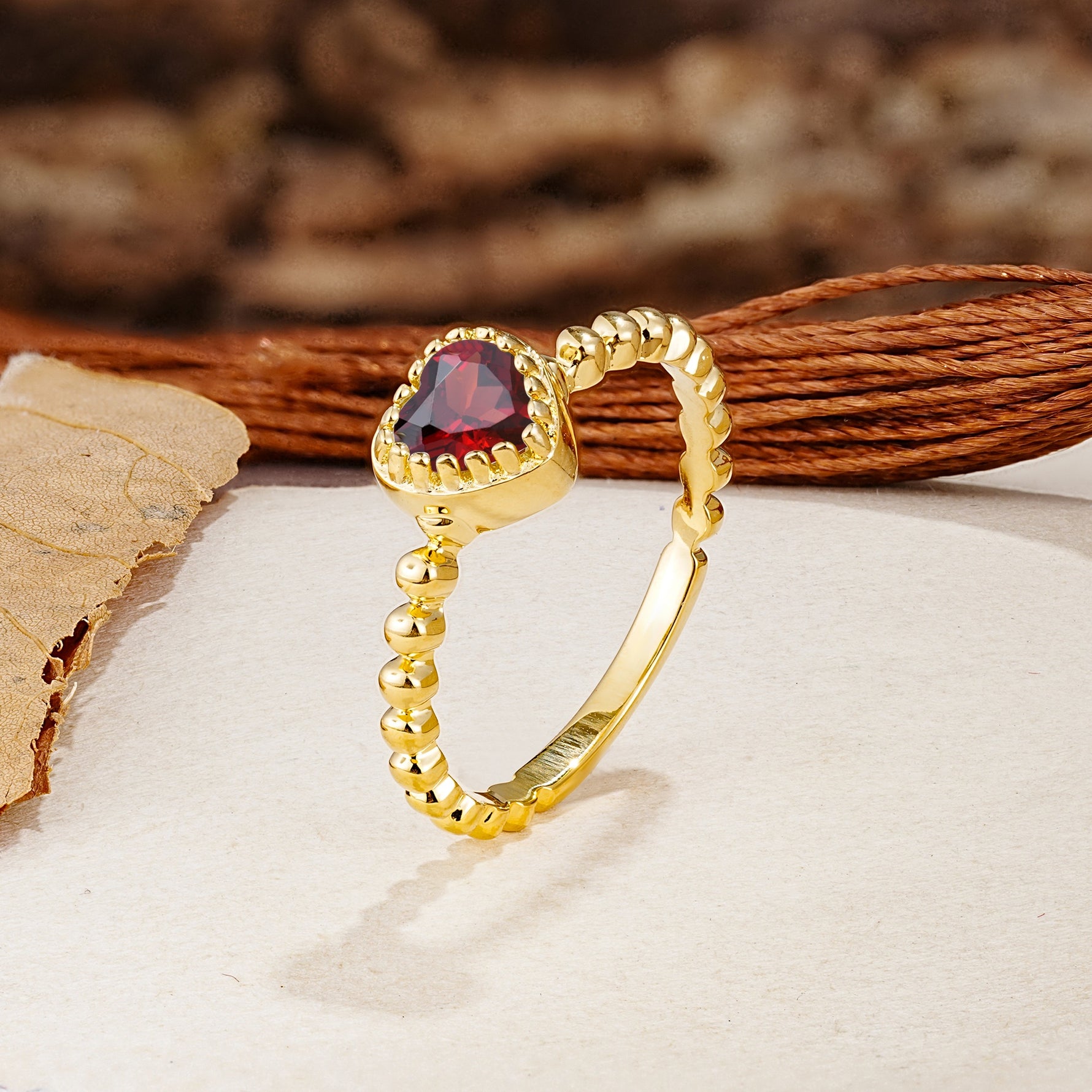 Classic Unique Heart Cut Garnet Engagement Ring - Additional view