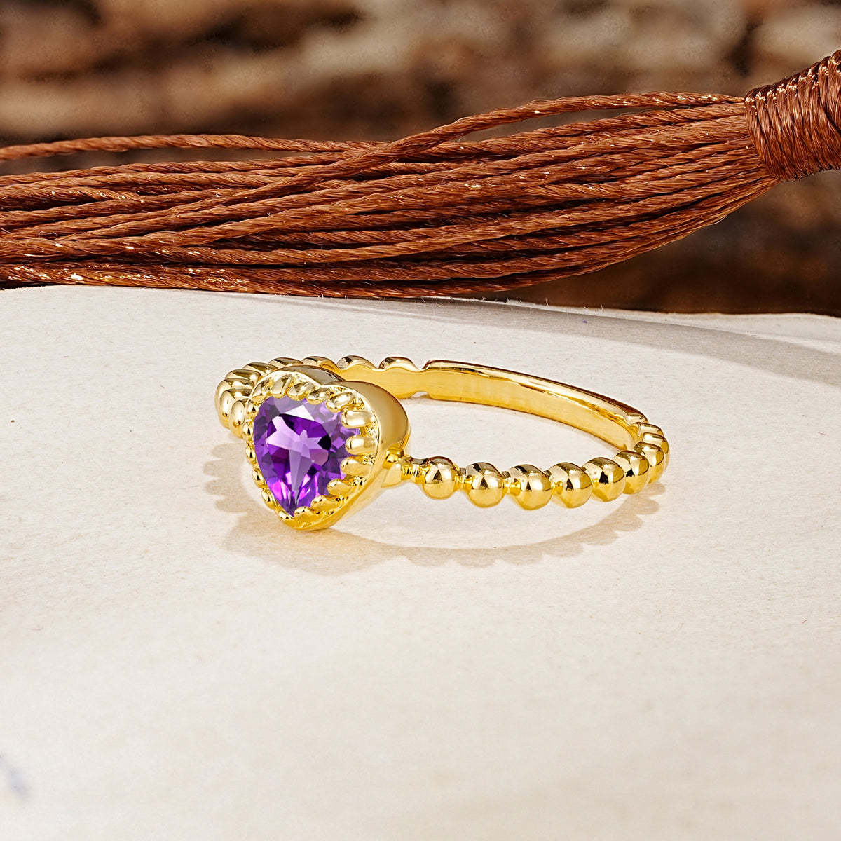 Classic Unique Heart Cut Amethyst Engagement Ring - Additional view