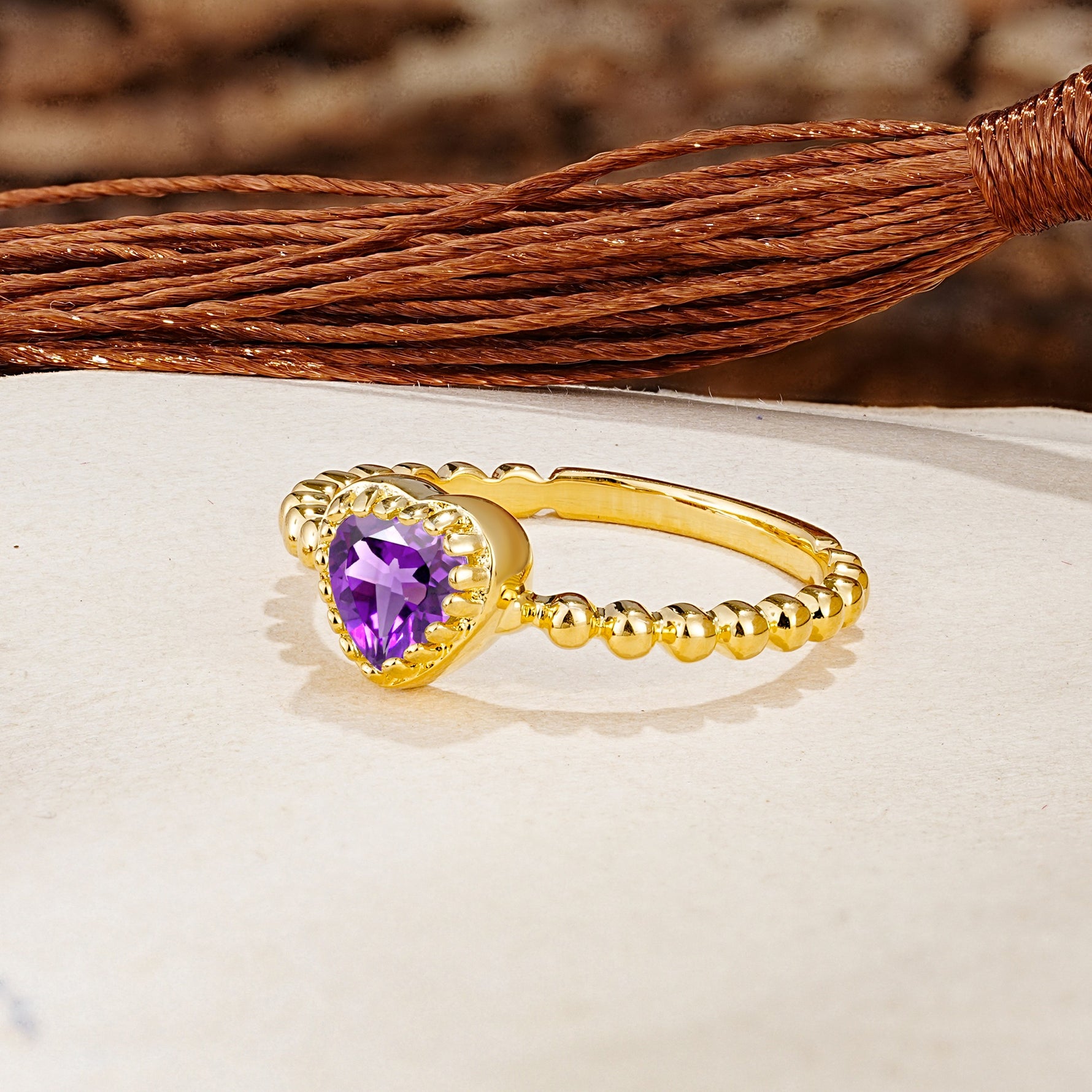 Classic Unique Heart Cut Amethyst Engagement Ring - Additional view