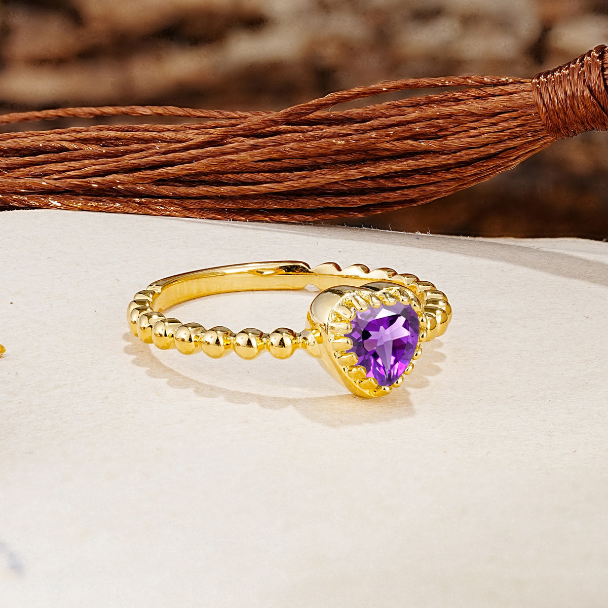 Classic Unique Heart Cut Amethyst Engagement Ring - Additional view