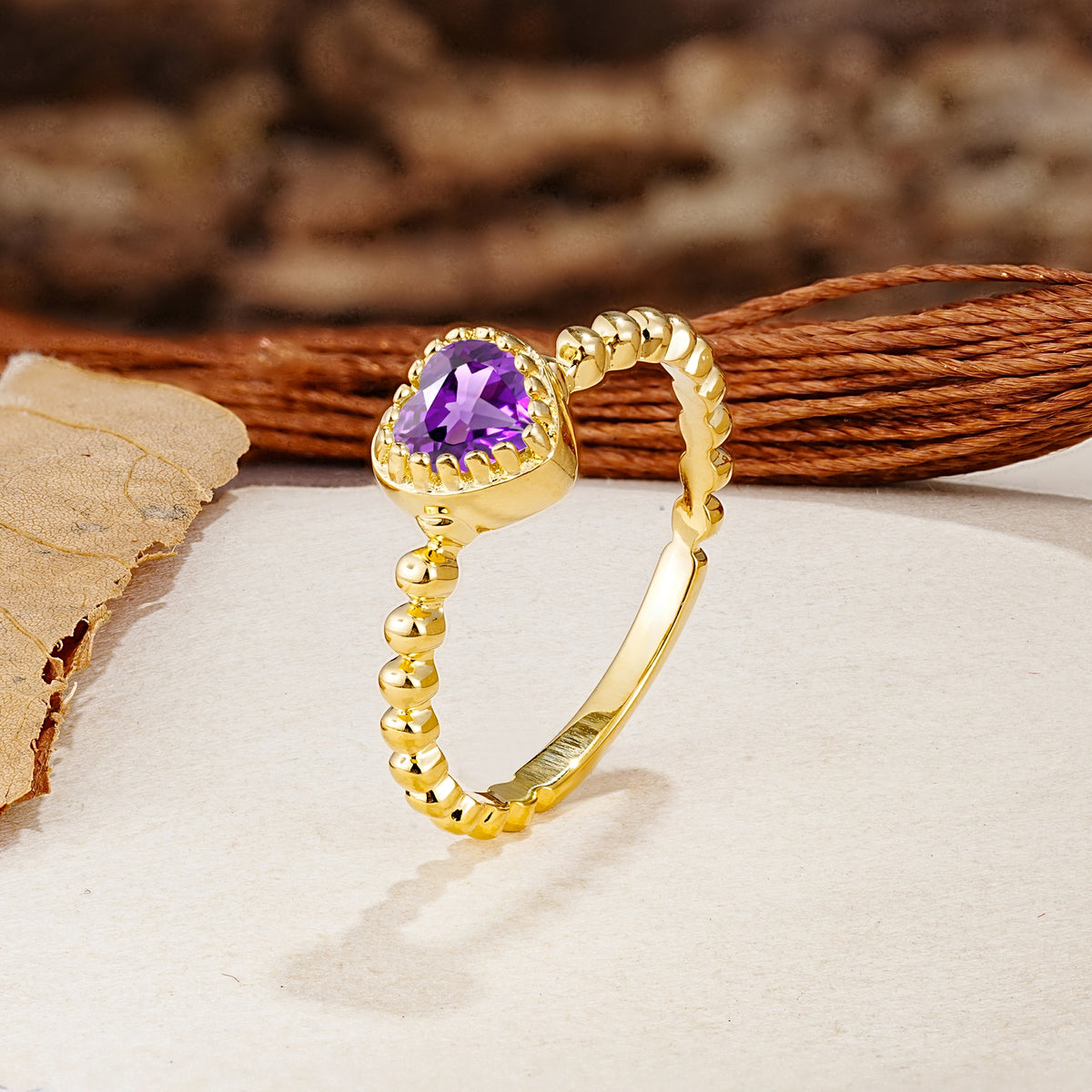 Classic Unique Heart Cut Amethyst Engagement Ring - Additional view