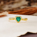 Classic Unique Heart Cut Emerald Engagement Ring - Additional view