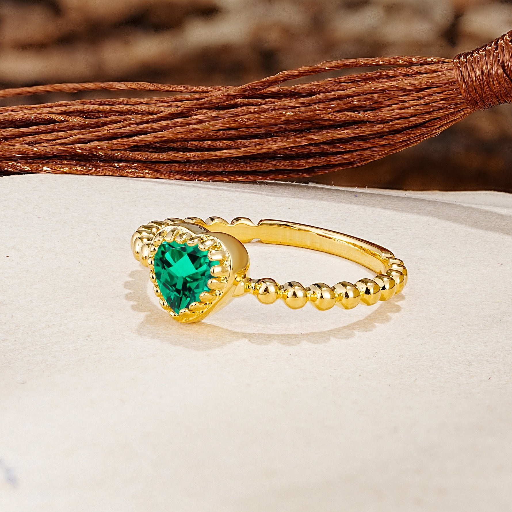 Classic Unique Heart Cut Emerald Engagement Ring - Additional view