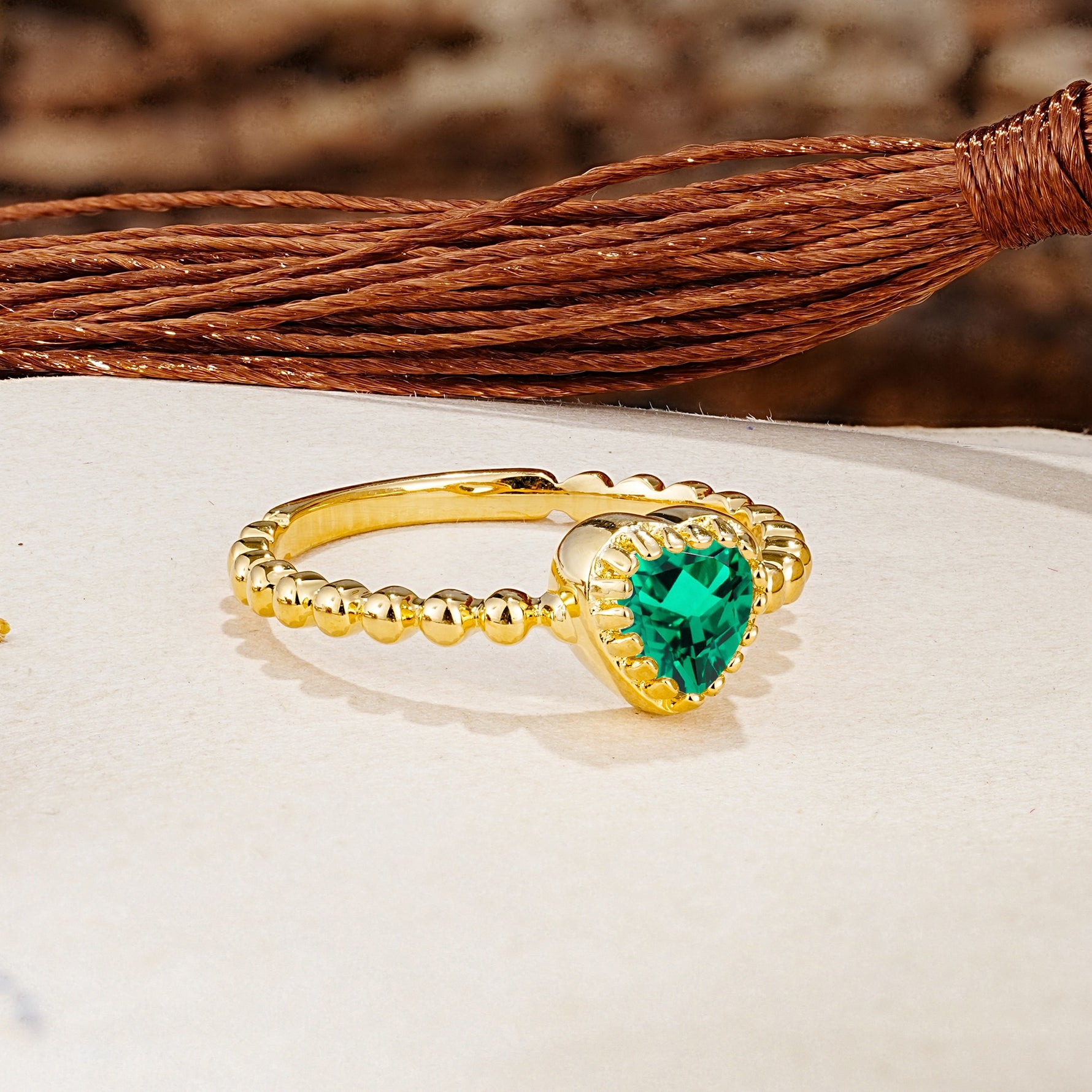 Classic Unique Heart Cut Emerald Engagement Ring - Additional view