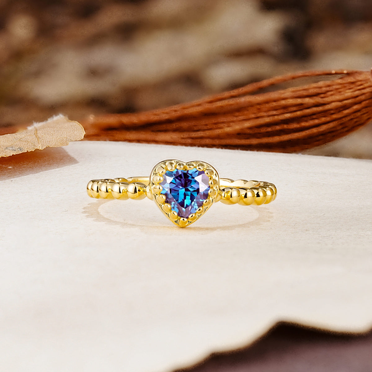 Classic Unique Heart Cut Alexandrite Engagement Ring - Additional view