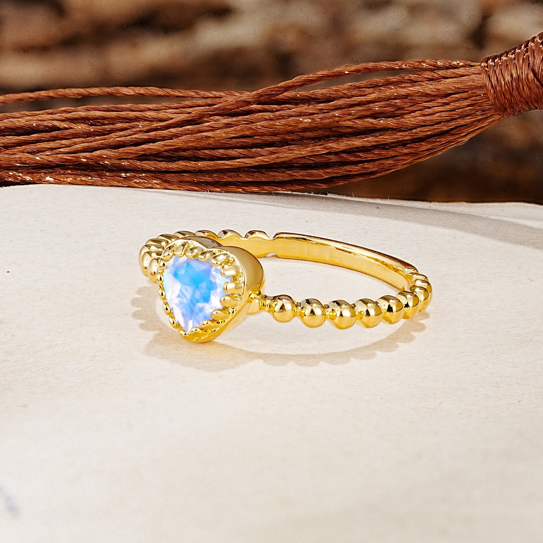 Classic Unique Heart Cut Moonstone Engagement Ring - Additional view