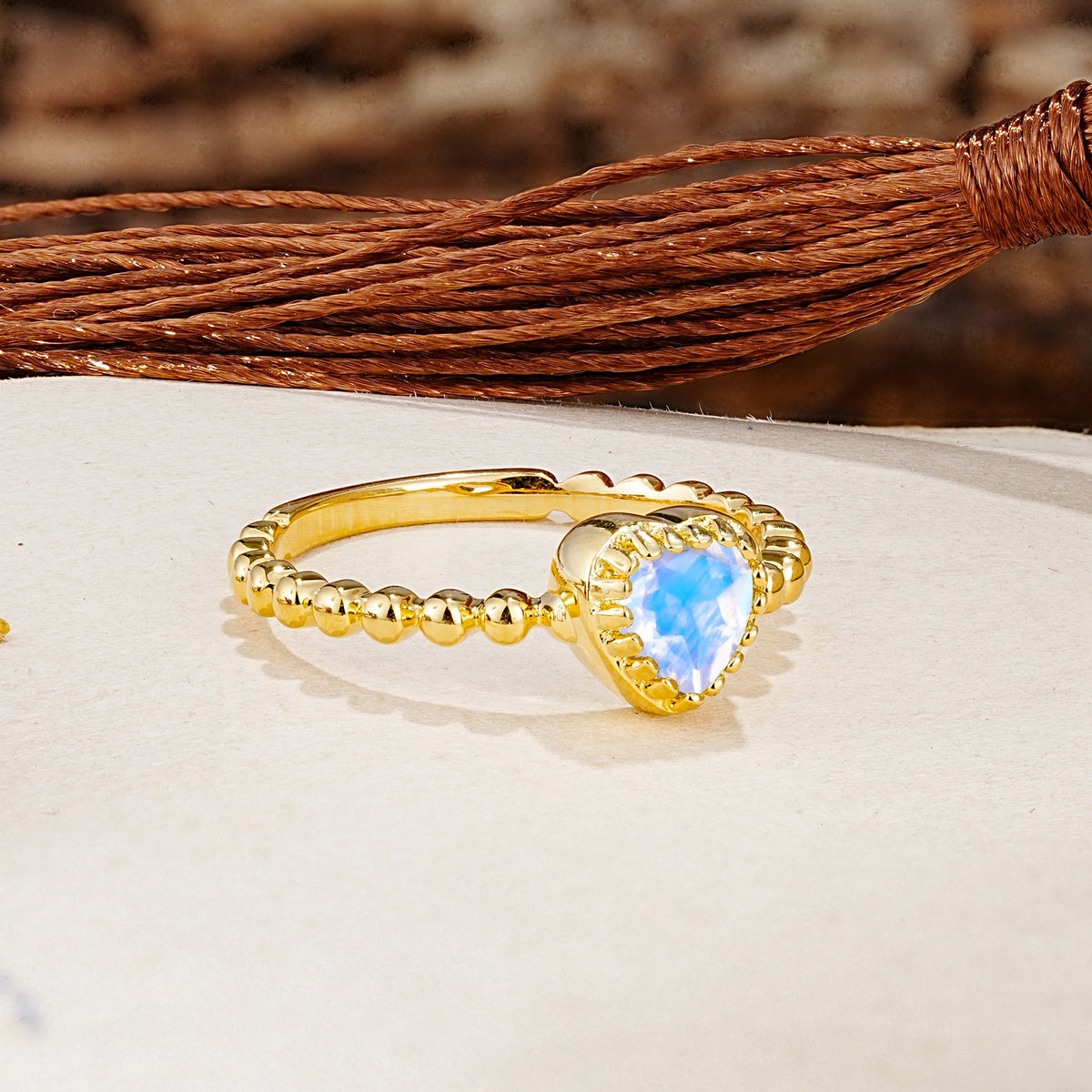Classic Unique Heart Cut Moonstone Engagement Ring - Additional view