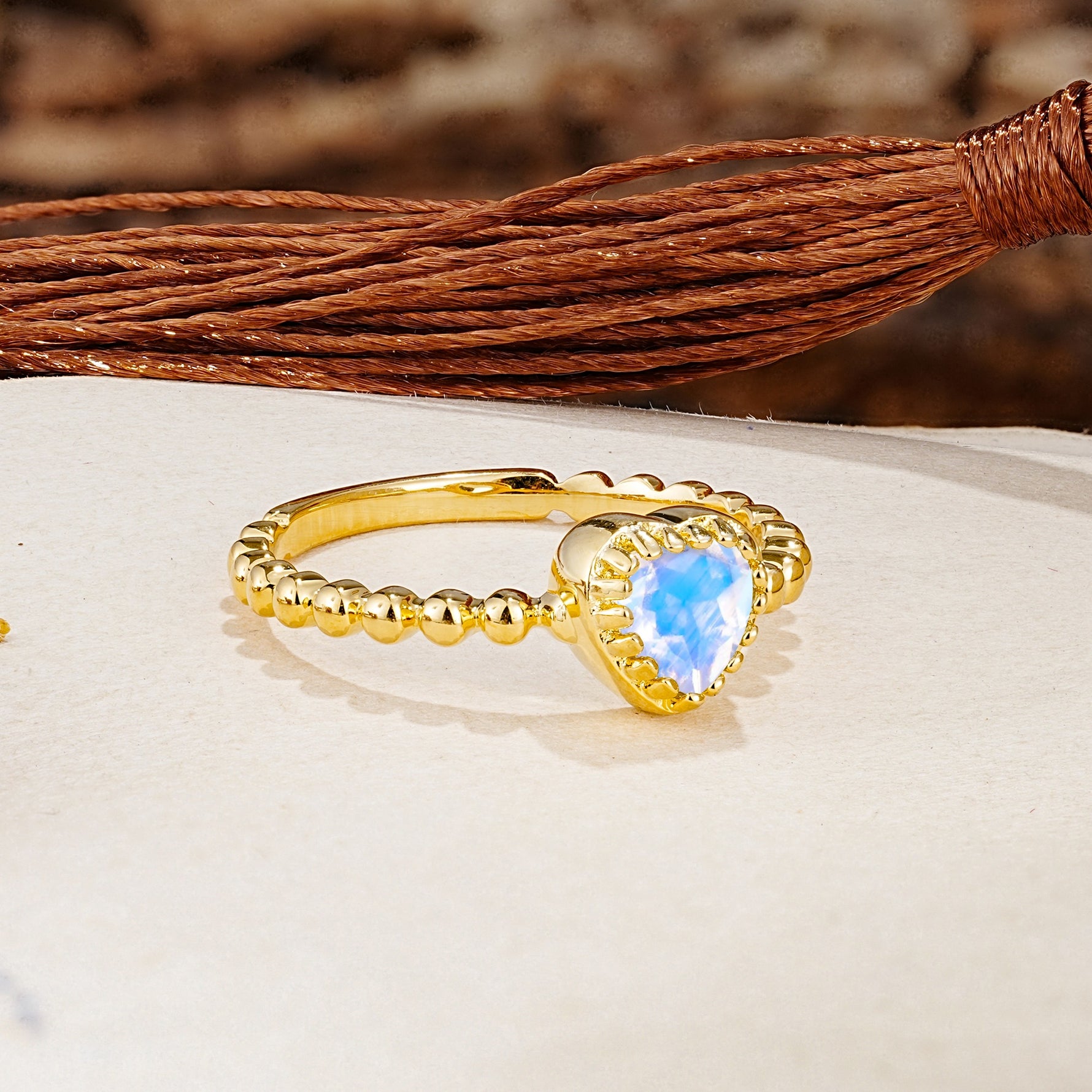 Classic Unique Heart Cut Moonstone Engagement Ring - Additional view