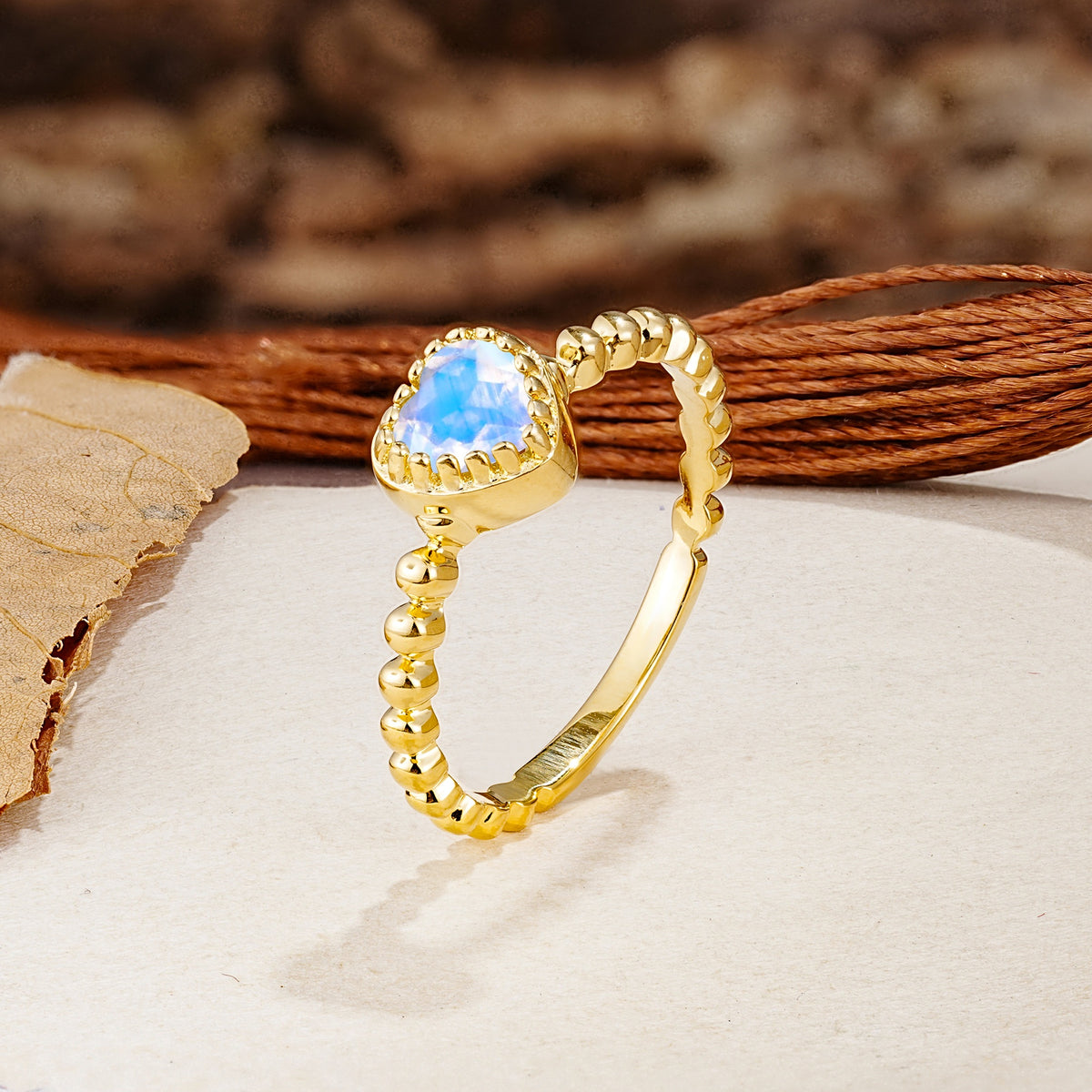 Classic Unique Heart Cut Moonstone Engagement Ring - Additional view