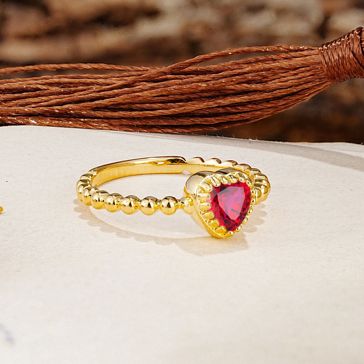 Classic Unique Heart Cut Ruby Engagement Ring - Additional view