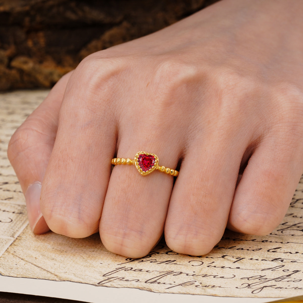 Classic Unique Heart Cut Ruby Engagement Ring - Additional view