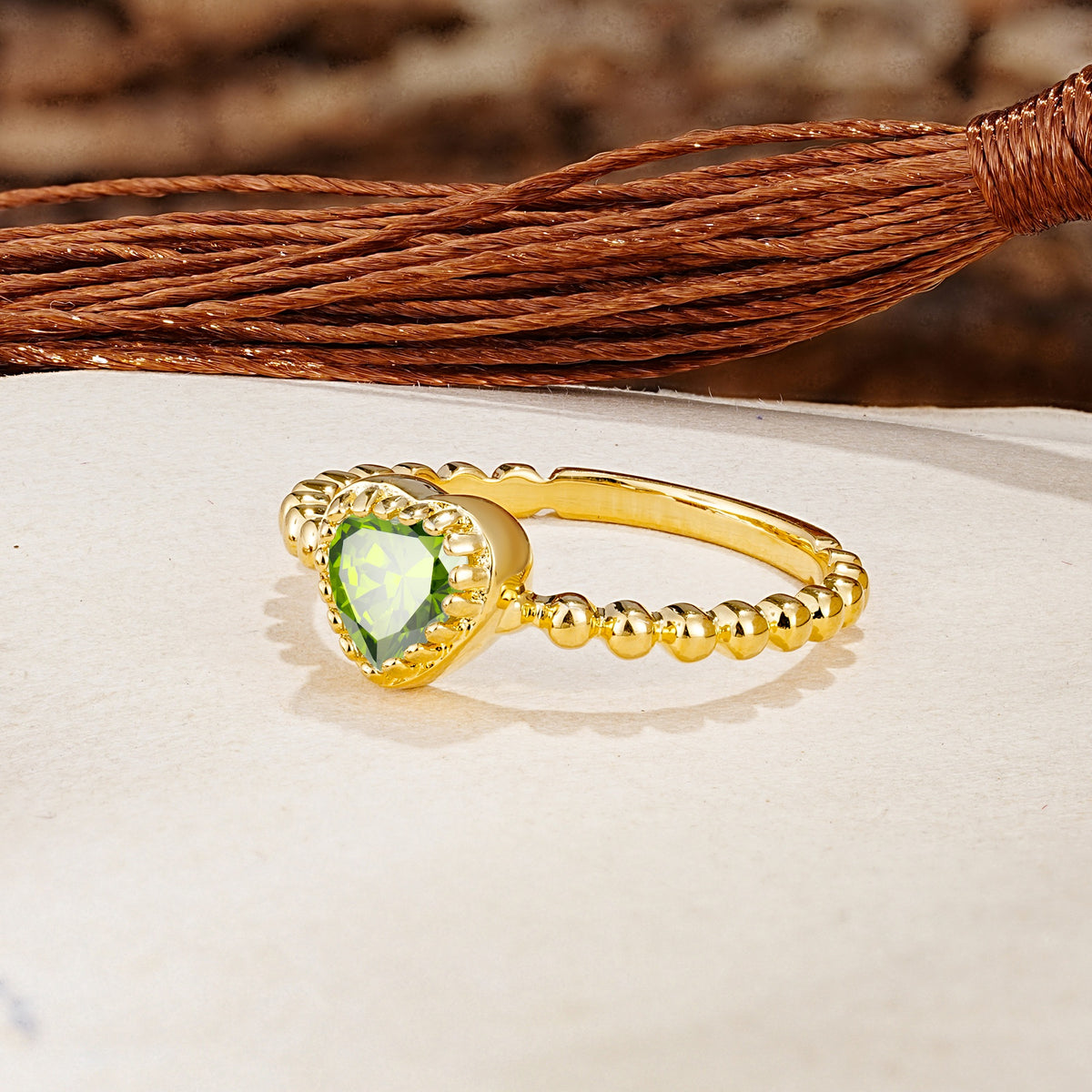 Classic Unique Heart Cut Peridot Engagement Ring - Additional view