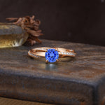 Unique Twisted Ring With 4 Prong Round Cut Sapphire Engagement Ring - Additional view