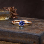 Unique Twisted Ring With 4 Prong Round Cut Tanzanite Engagement Ring - Additional view