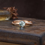 Unique Twisted Ring With 4 Prong Round Cut Moss Agate Engagement Ring - Additional view