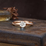 Unique Twisted Ring With 4 Prong Round Cut Lab Diamond Engagement Ring - Additional view