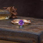 Unique Twisted Ring With 4 Prong Round Cut Amethyst Engagement Ring - Additional view
